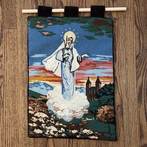 Vintage Needlepoint Finished Mary Gobelin Wall Hamging 14” X 20” Religious Art